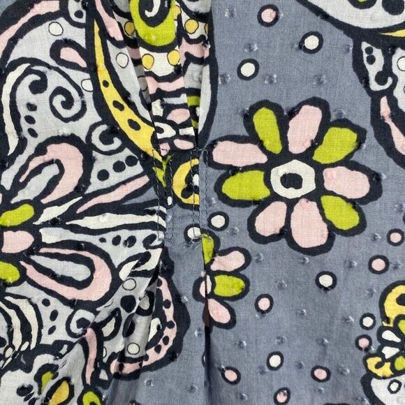 Runway by Cherokee Scrub Top Womens XS Gray Yellow Butterfly Fitted Healthcare - Picture 6 of 12